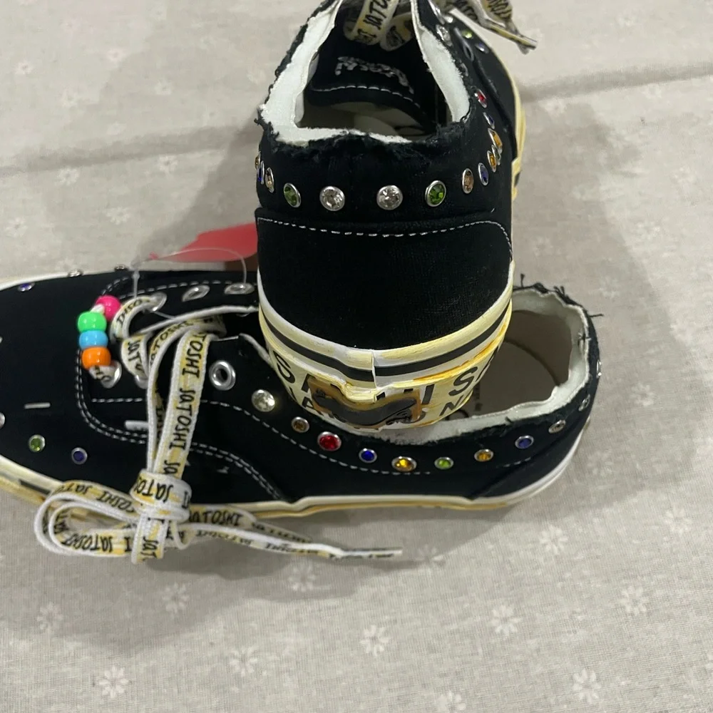 Vans Black Low-Top Sneakers with Multicolor Crystal Accents